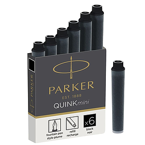 SET DE CARTUCHOS PARKER TINTA CORTA NEGRO PLUMA X 6UND. (1950407.)