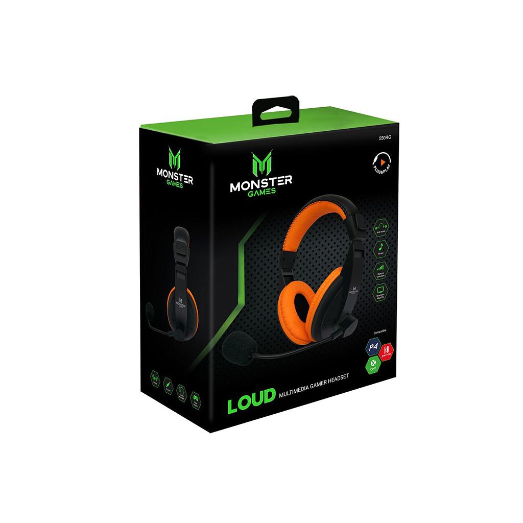 AUDIFONO MONSTER GAMER LOUD ORANGE 550RG PC/PS4/NTS/XBOX