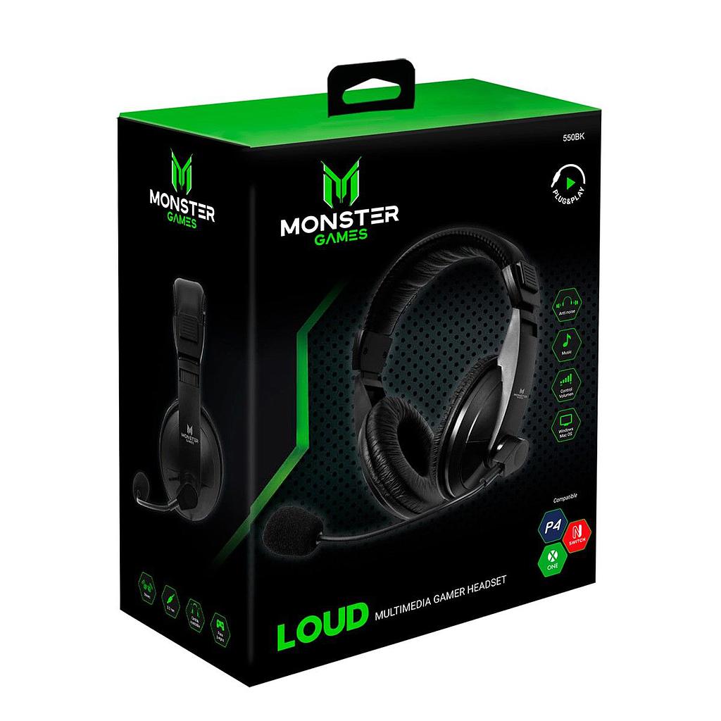 AUDIFONO MONSTER GAMER LOUD BLACK 550BK PC/PS4/NTS/XBOX