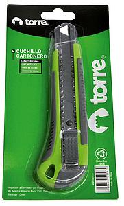 CUCHILLO CARTONERO TORRE GRANDE  18MM ANTIDESLIZANTE RETRACTIL C/SEGURO ( CM )