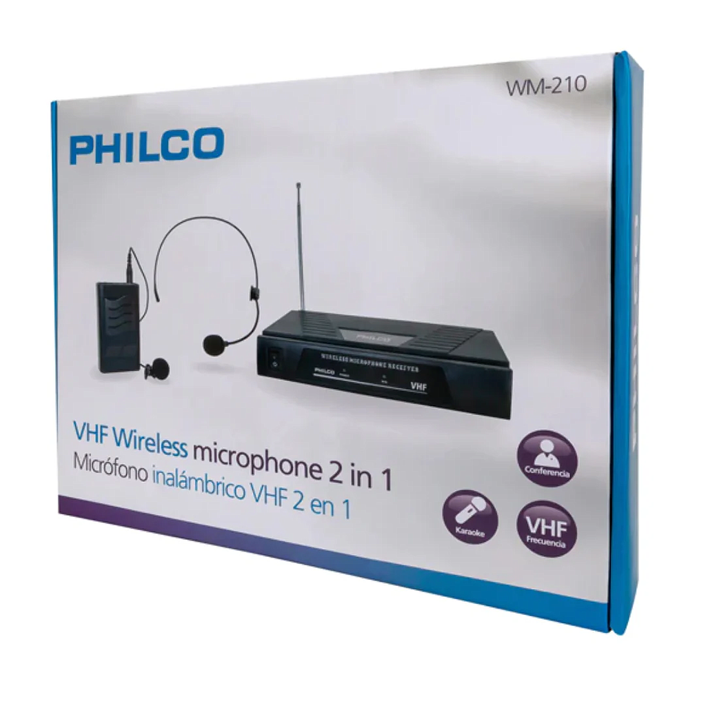 MICROFONO INALAMBRICOS 2 EN 1 PHILCO WM-210 VHF CINTILLO/SOLAPA
