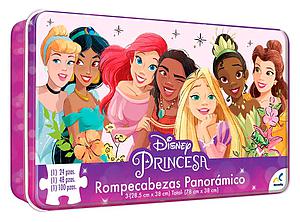 PUZZLE PANORAMICO 3 EN 1 DE 24/48/100 PZS. PRINCESA DISNEY +3a. (COD.JCA2848)