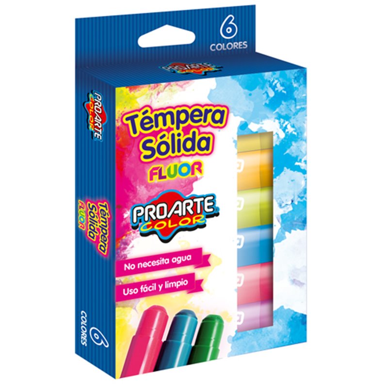 TEMPERA SOLIDA PROARTE FLUORESCENTE 6 COL.