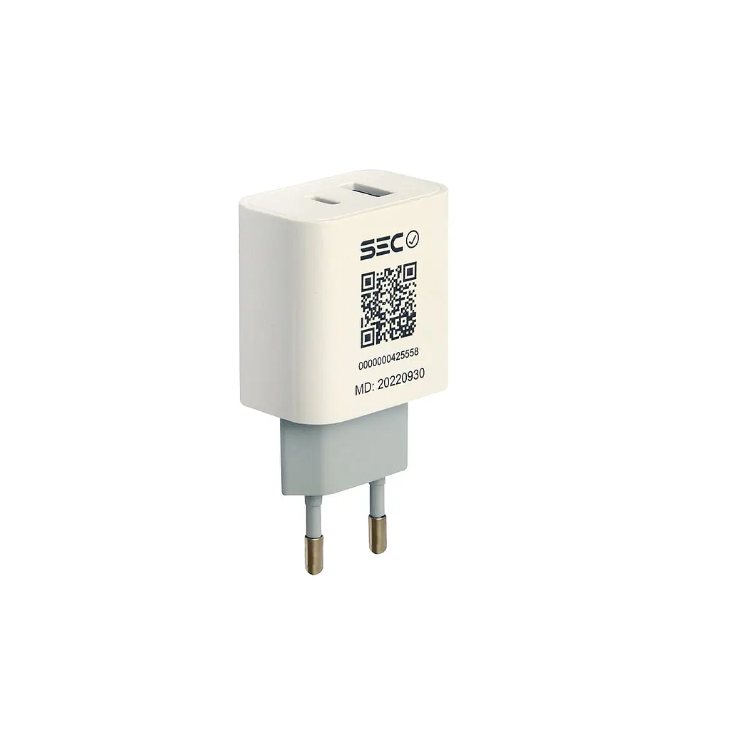 CARGADOR DE CELULAR TECMASTER DOBLE PUERTO CARGA RAPIDA USB A - USB TIPO C INCLUYE CABLE USB-C