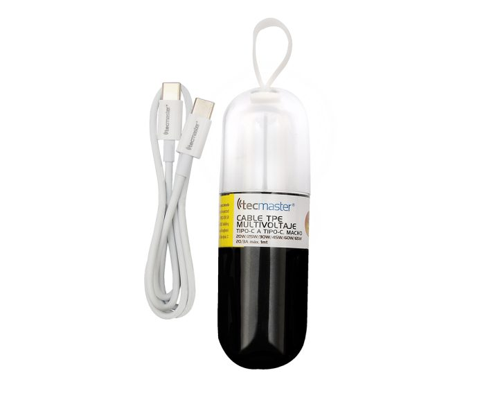 CABLE USB-C A USB-C TECMASTER 1M BLANCO 20V 65W