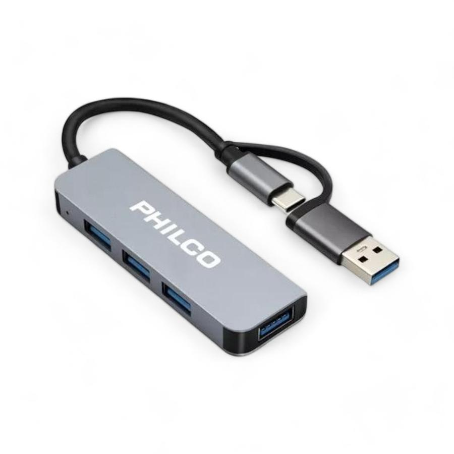 HUB USB TIPO-C Y USB-A PHILCO 4 EN 1 USB3.0X1 USB2.2X3 29USB42184