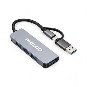 HUB USB TIPO-C Y USB-A PHILCO 4 EN 1 USB3.0X1 USB2.2X3 29USB42184