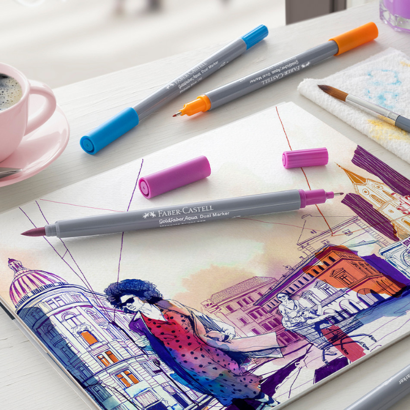 MARCADORES GOLDFABER AQUA DUAL MARKERS 24 UNID. DOBLE PUNTA