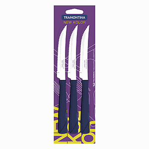 JUEGO DE CUCHILLOS ASADO TRAMONTINA 3 PIEZAS NEW KOLOR
