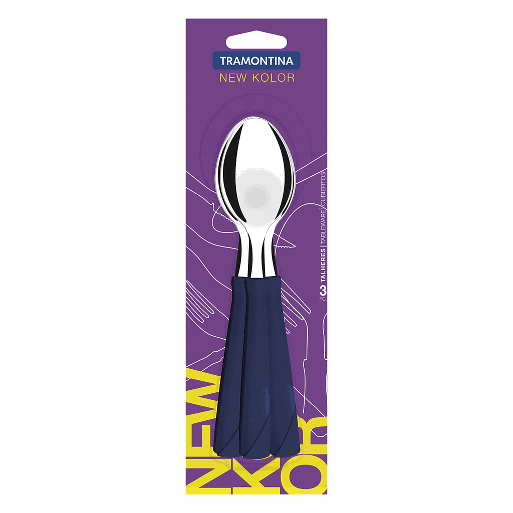 JUEGO DE CUCHARAS DE MESA TRAMONTINA 3 PIEZAS NEW KOLOR
