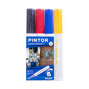 SET PINTOR PILOT FINO 4 UNIDADES COLOR NEGRO ROJO AZUL AMARILLO