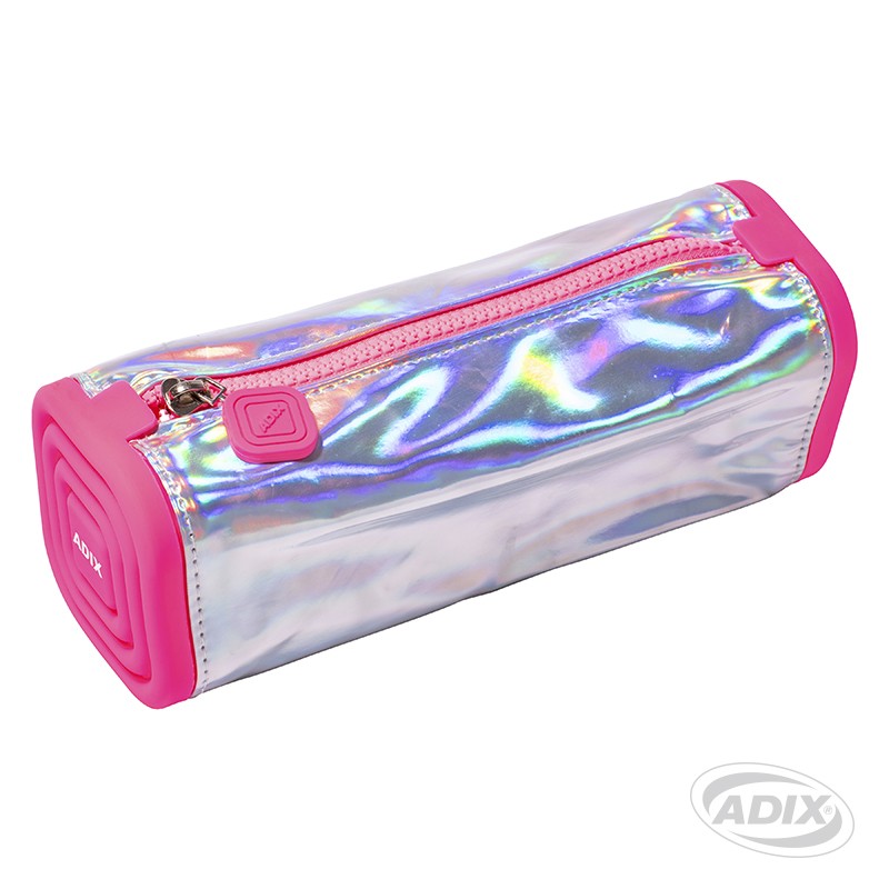 ESTUCHE ESCOLAR ADIX COLOR PLATEADO C/ROSADO (A503233) ( DESC. )