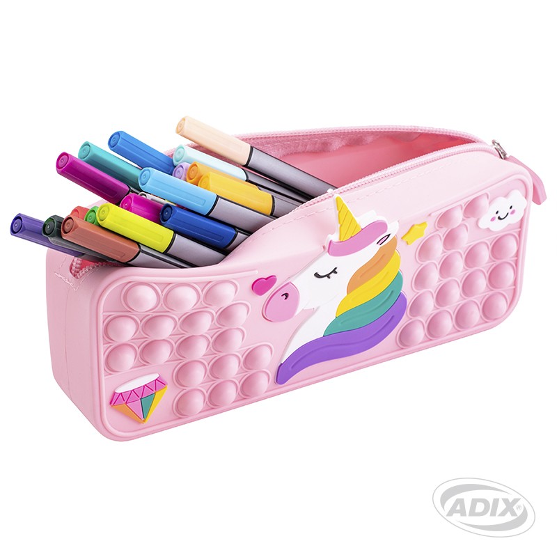 ESTUCHE ESCOLAR ADIX ROSADO UNICORNO DE SILICONA (A503240) ( DESC. )