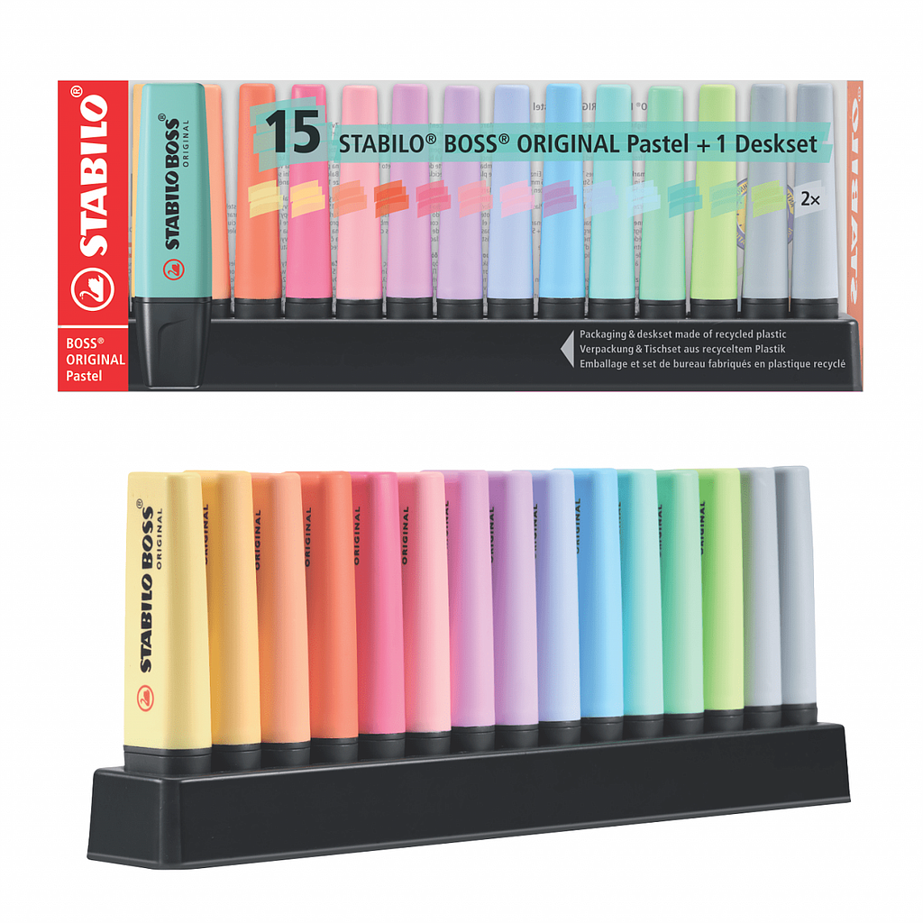 DESTACADORES STABILO BOOS ORIGINAL PASTEL 15 COLORES