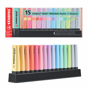 DESTACADORES STABILO BOOS ORIGINAL PASTEL 15 COLORES