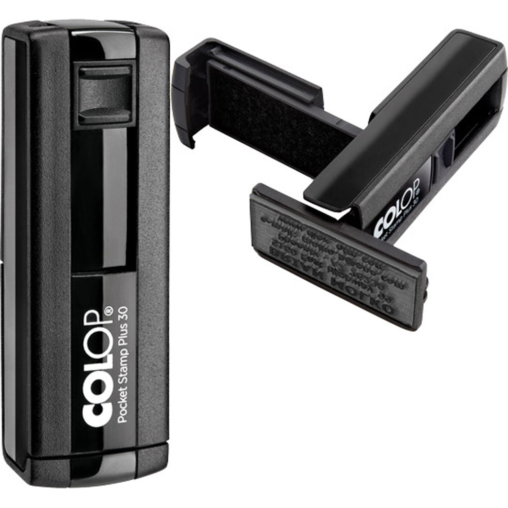 TIMBRE POCKET COLOP SP30 47 X 14mm NEGRO ALM AZUL