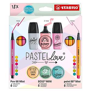 SET STABILO PASTEL LOVE 18 PZS. 0.4MM / 1.0MM / 2-5MM 