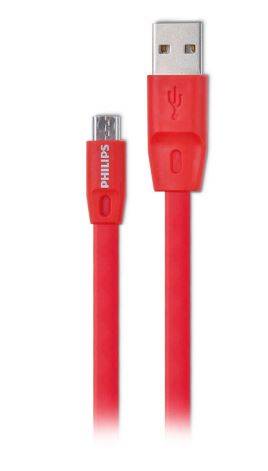 CABLE MICRO USB PHILIPS 1.2 MTS ROJO