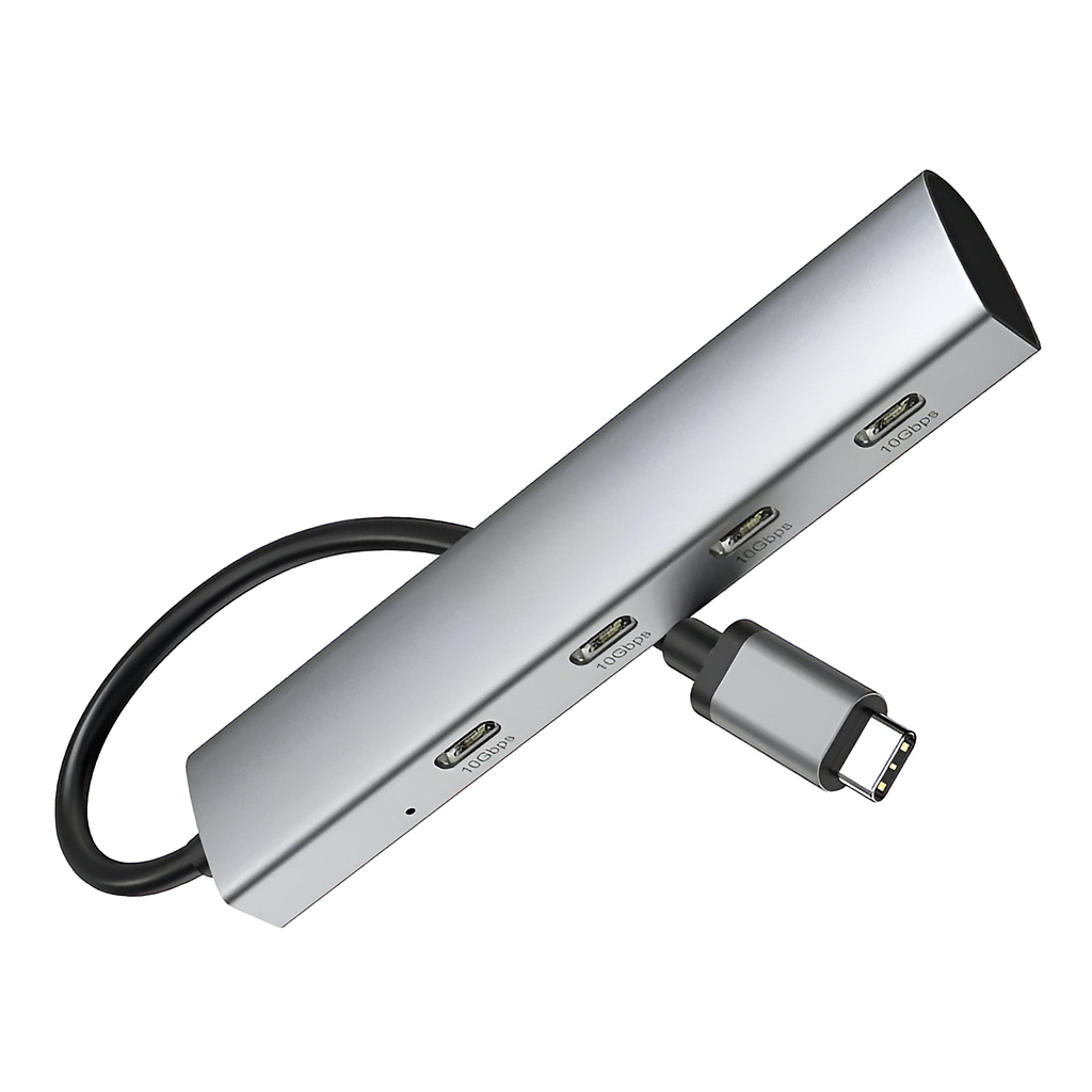 HUB USB TIPO C 4 EN 1TECMASTER  3.2 10GBPS ALUMINIO TM-100554