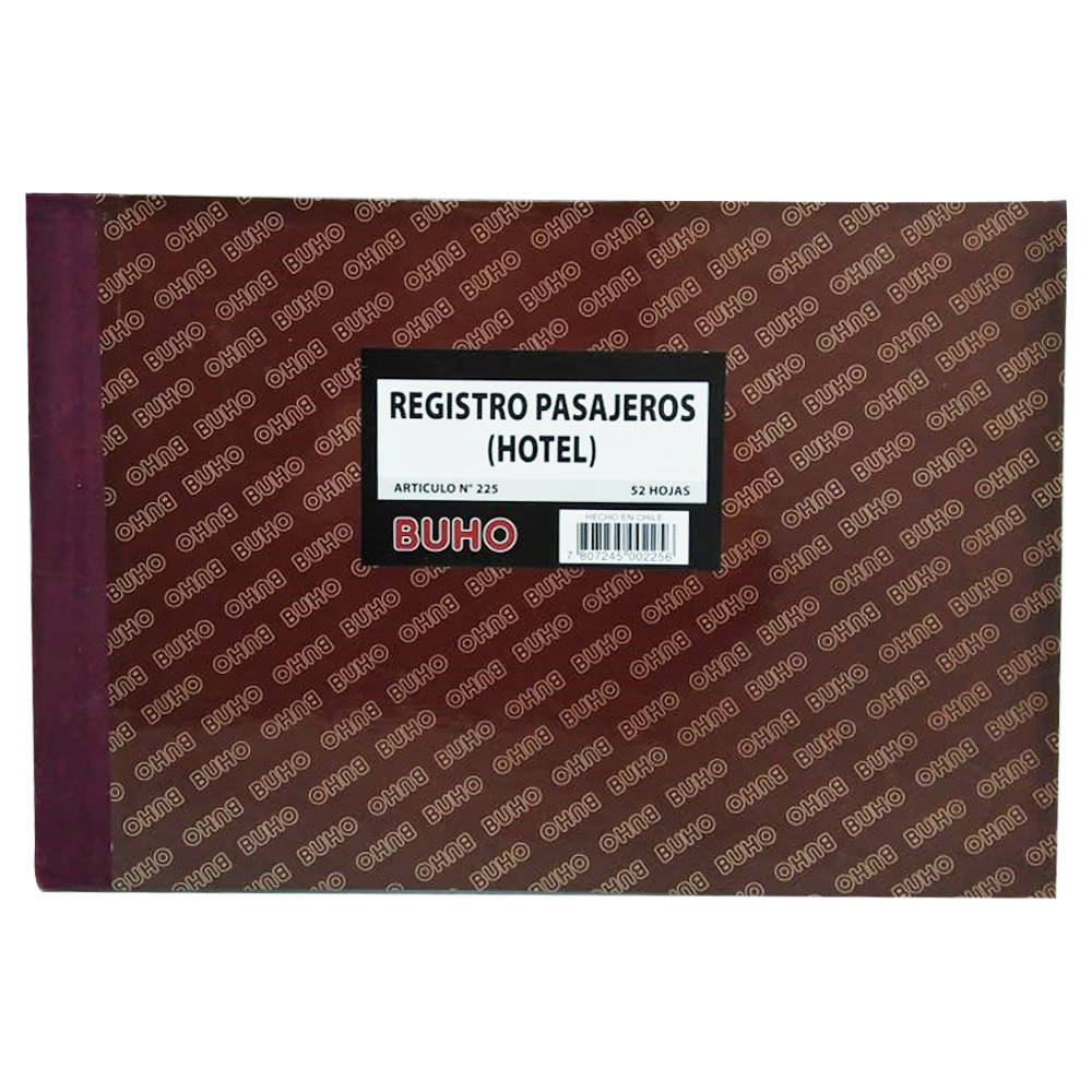 LIBRO REGISTRO DE PASAJEROS HOTEL BUHO (ART-225)