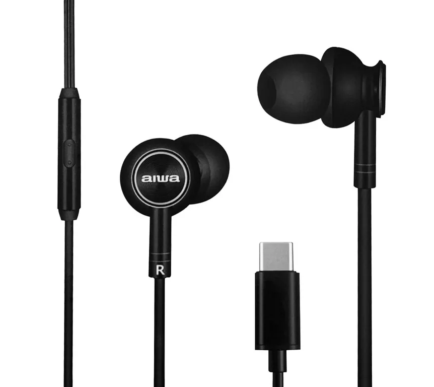 AUDIFONOS AIWA USB TIPO C WA-I30TC C/MICROFONO NEGROS