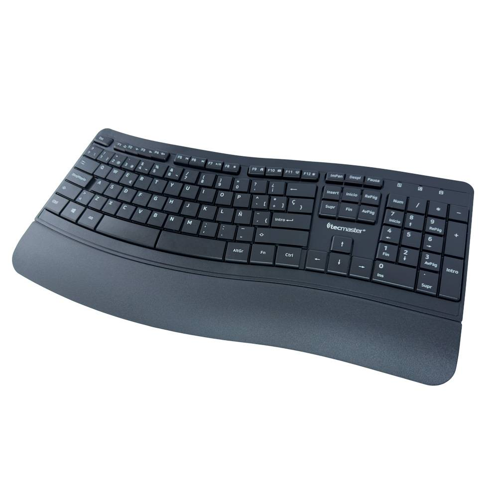 TECLADO INALAMBRICO TECMASTER ERGONOMICO MULTIMEDIA TM-100567