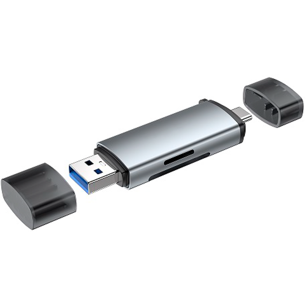 LECTOR DE TARJETAS TECMASTER SD Y MICROSD USB 3.0 USB-C Y USB-A TM-100565
