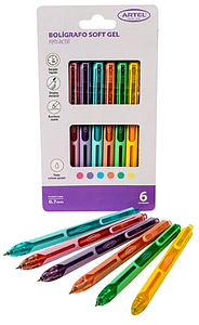 SET 6 LAPICES BOLIGRAFO SOFT GEL ARTEL 0,7 MM