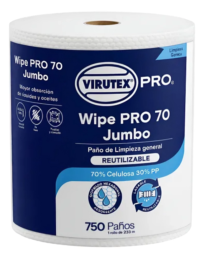 PAÑO WIPE VIRUTEX 70 GRS. ROLLO JUMBO 750 HOJAS BLANCO ( CA )