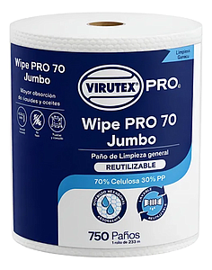 PAÑO WIPE VIRUTEX 70 GRS. ROLLO JUMBO 750 HOJAS BLANCO ( CA )