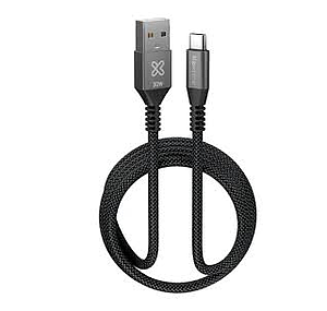 CABLE USB-A A USB-C KLIP XTREME TRENZADO  3M NEGRO 12V 30W