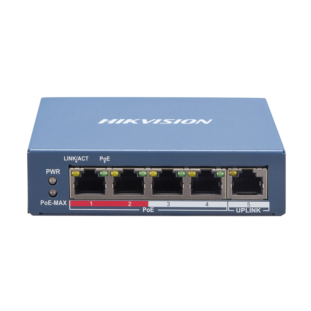 SWITCH 4 POE HIKVISION 45W +1B HASTA 300M DS-3E1105P-EI/M