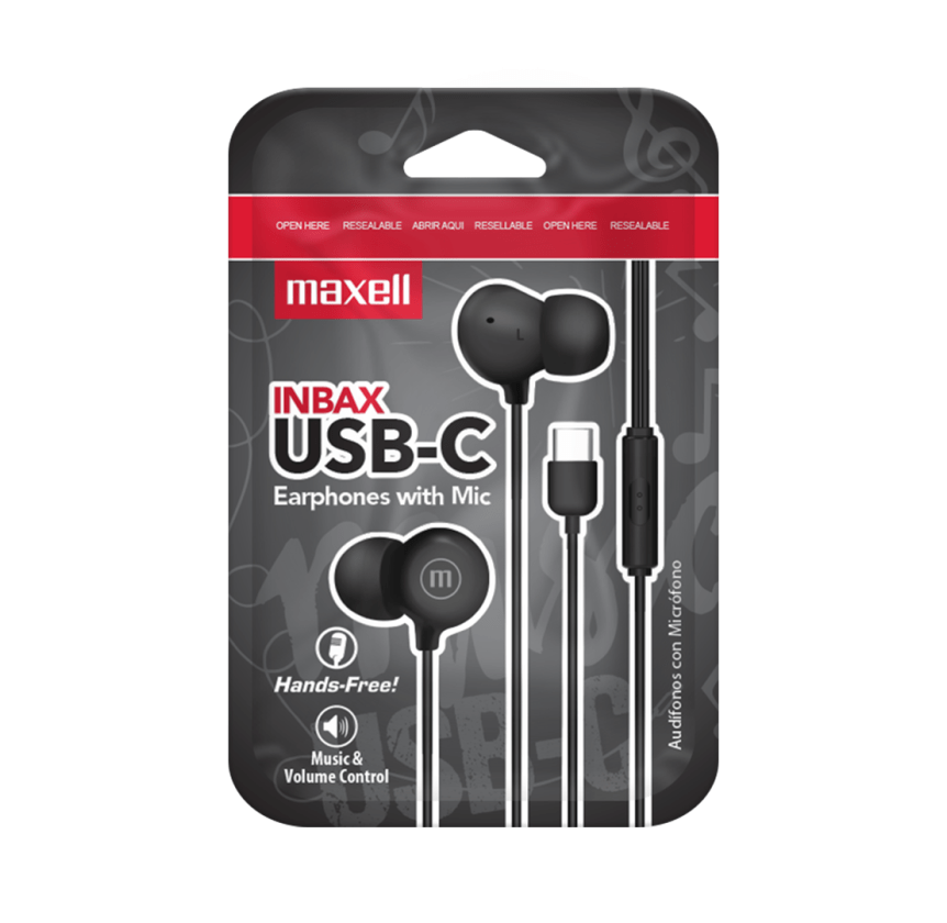 AUDIFONO MAXELL MANOS LIBRES NEGROS USB-C IN-BAX