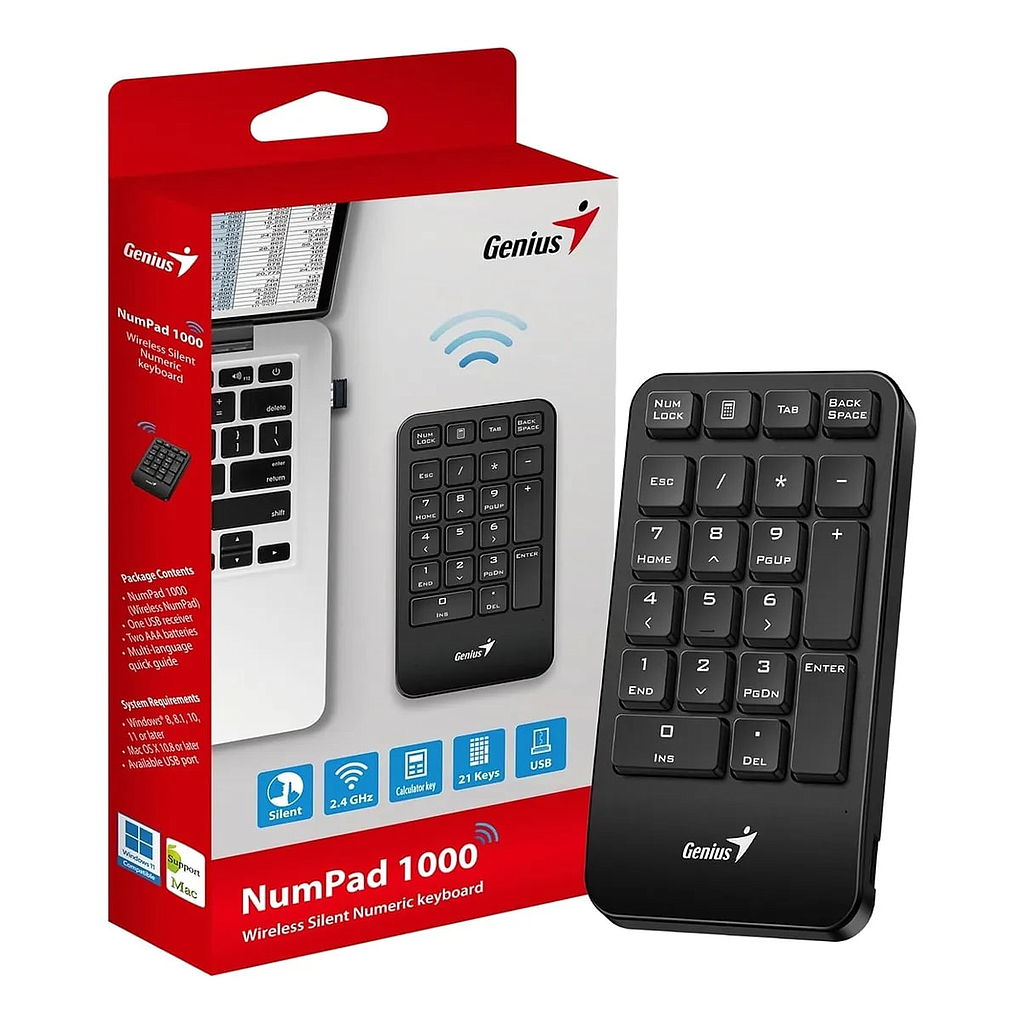 TECLADO NUMERICO INALAMCRICO GENIUS NUMPAD 1000 NEGRO