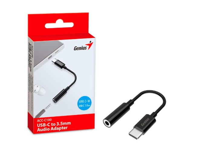 ADAPTADOR GENIUS TIPO C A AUX 3.5MM ACC-C100  NEGRO