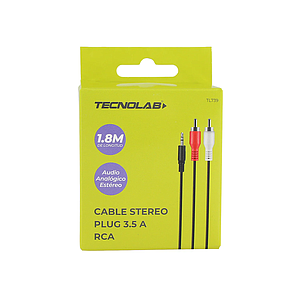 CABLE AUX 3.5MM A 2RCA TECNOLAB 1.8MTS TL739