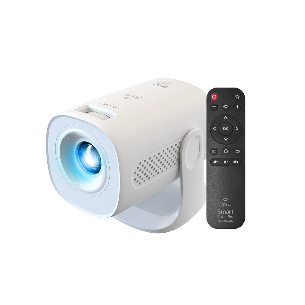 PROYECTOR MLAB SMART TUBE PRO 4800 LUMENES 300 ANSI 1080PX720 AV/USB/HDMI/BT5.3 WIFI 6 