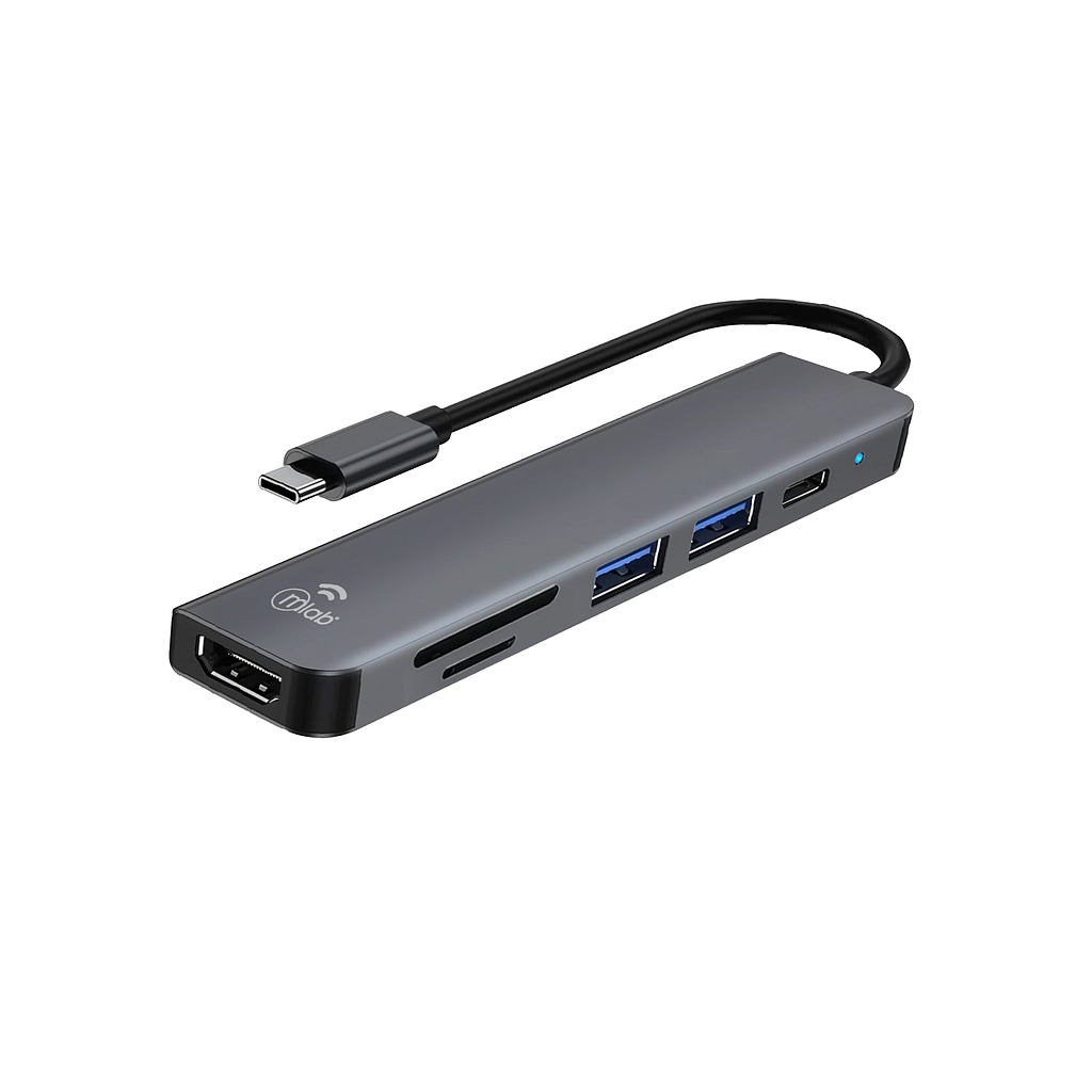 HUB USB-C 6 EN 1 MICROLAB TIPO-C A HDMI/1PD100W/1USB3.0/MICRO SD/SD 