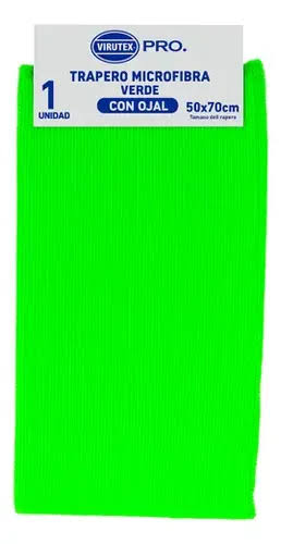 TRAPERO MICROFIBRA VIRUTEX 50 X 70 VERDE CON OJAL