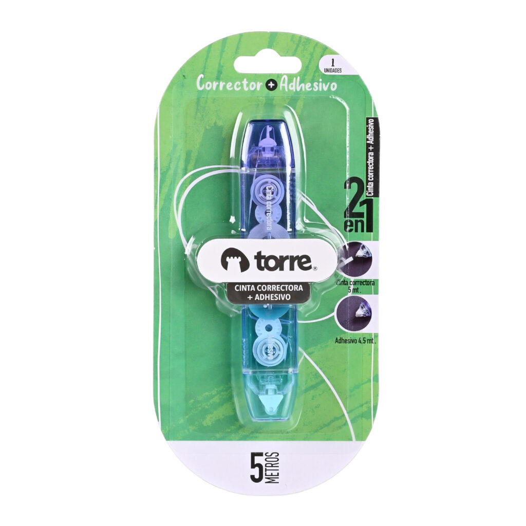 CORRECTOR EN CINTA TORRE + ADHESIVO 4.5MT 