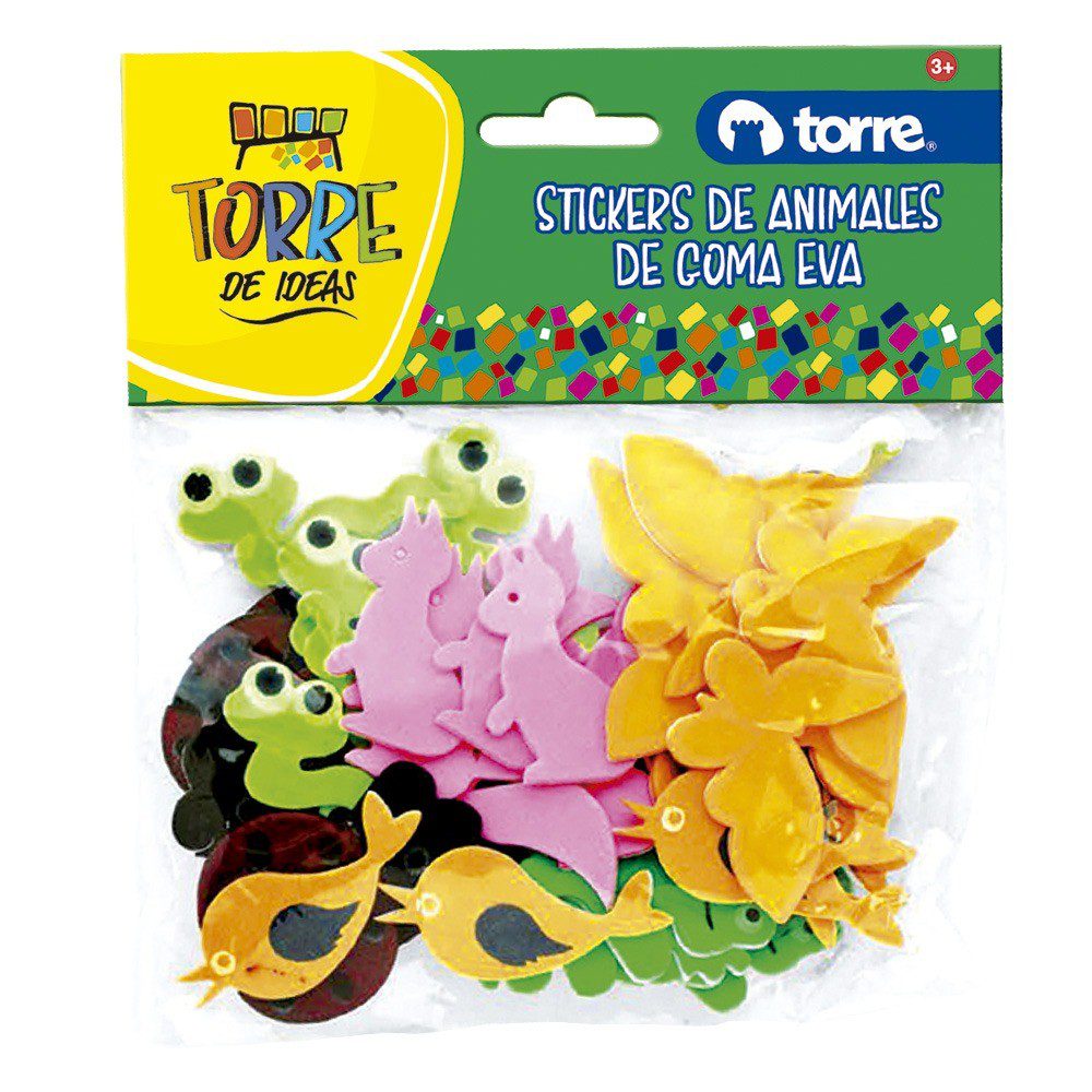STICKERS ANIMALES DE GOMA EVA TORRE +3