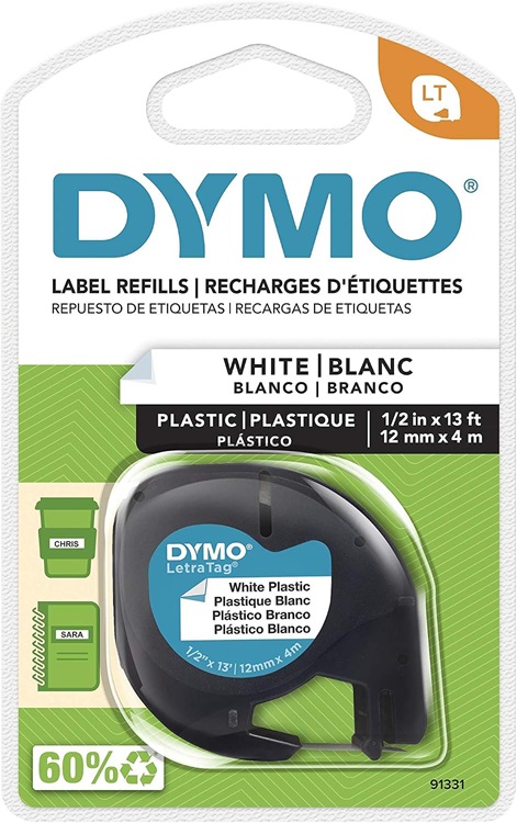 CINTA DYMO LT PLASTICA BLANCA 12mm x 4M ( 91331 )