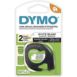 CINTA DYMO LT PAPEL BLANCO 12mm x 4 M.  2 UND ( 10697 )