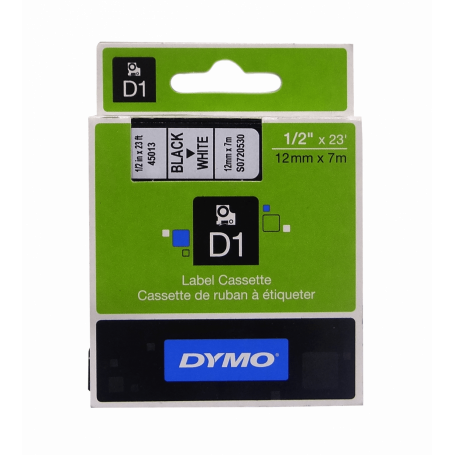 CINTA DYMO D1 TIPO CASSETTE BLACK/WHITE 12mm x 7M ( 45013 )