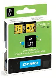 CINTA DYMO D1 TIPO CASSETTE 12 x 7 mm YELLOW BLACK ( 45018 )