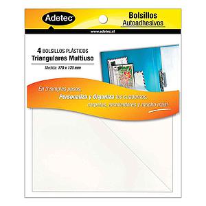 BOLSILLO TRIANGULAR MULTIUSO ADHESIVAS ADETEC 170 X 170 mm.