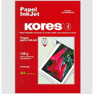 PAPEL FOTOGRAFICO AUTOADHESIVO INKJET KORES 130 Grs 20 Hjs A4