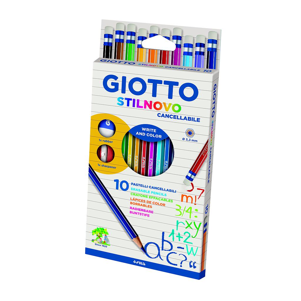 LAPICES DE COLOR GIOTTO STILNOVO C/GOMA 10 COLORES LARGO ( DESC. )