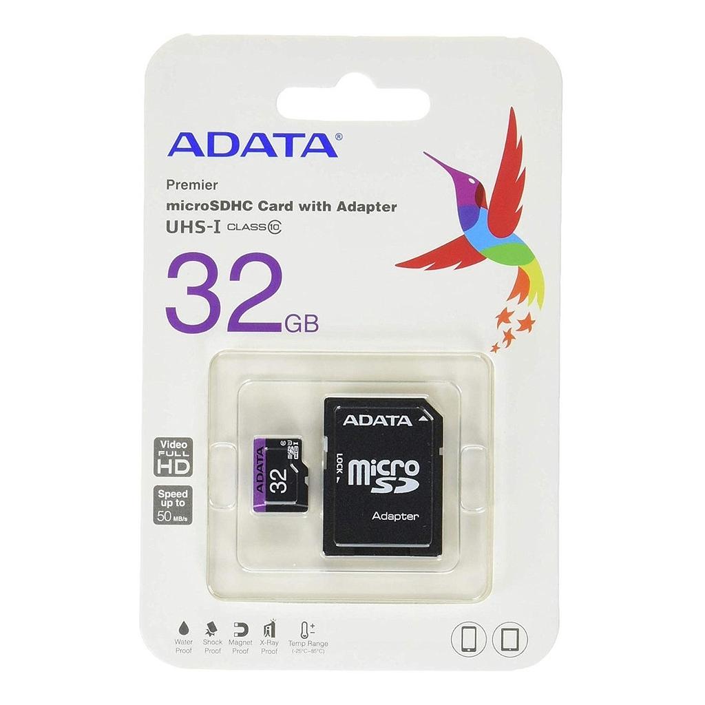 TARJETA DE MEMORIA ADATA MICRO SD 32GB  UHS-I CLASS 10 C/ADAPTADOR