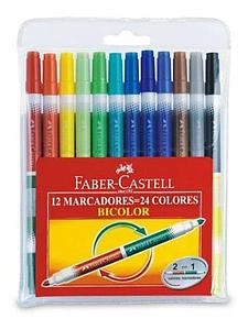 MARCADORES FABER BICOLOR 12 x 24 COLORES